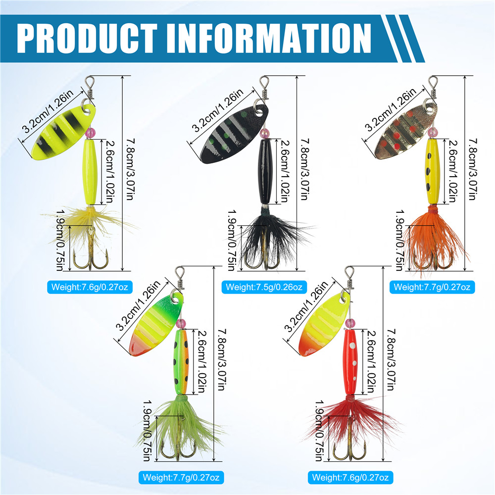 5/10/16Pcs Spinner Fishing Lur – Fishing Hook Treble recenzja i cena
